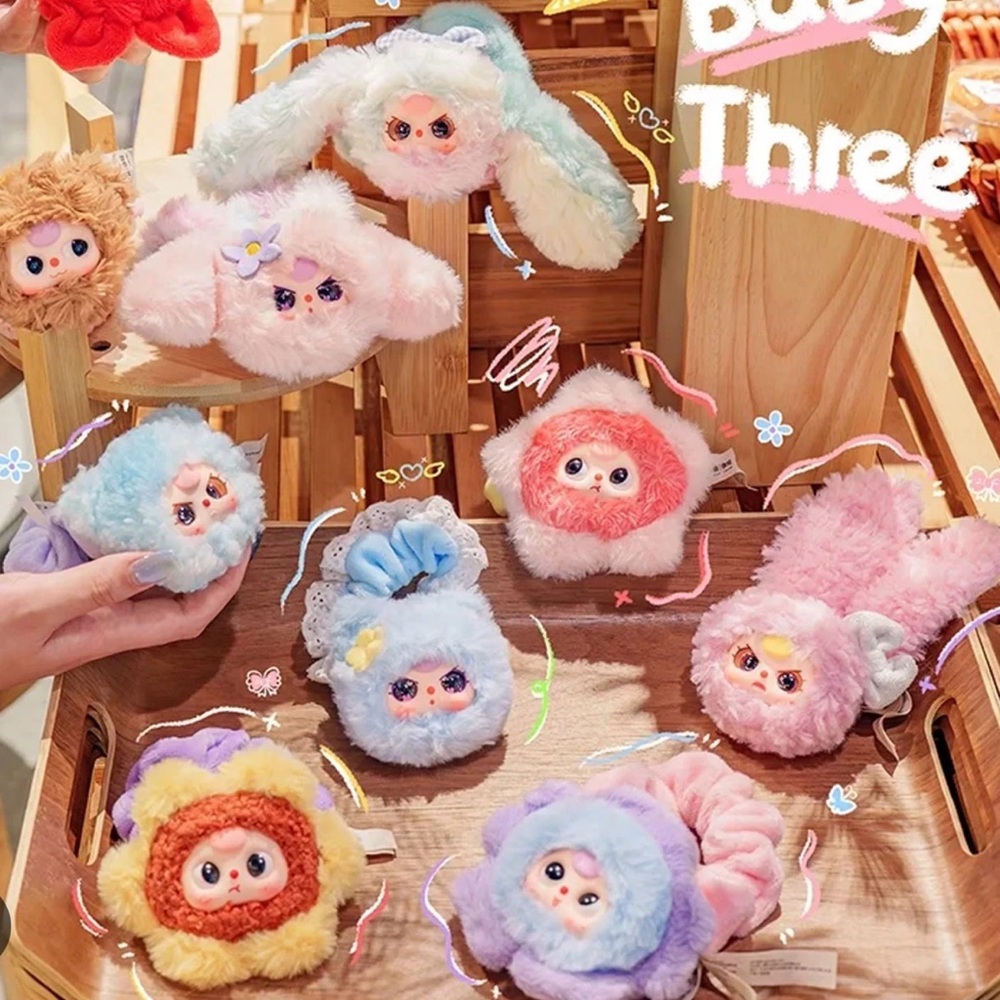 Plush Bunny Face Hair Scrunchie - Pastel Multicolor